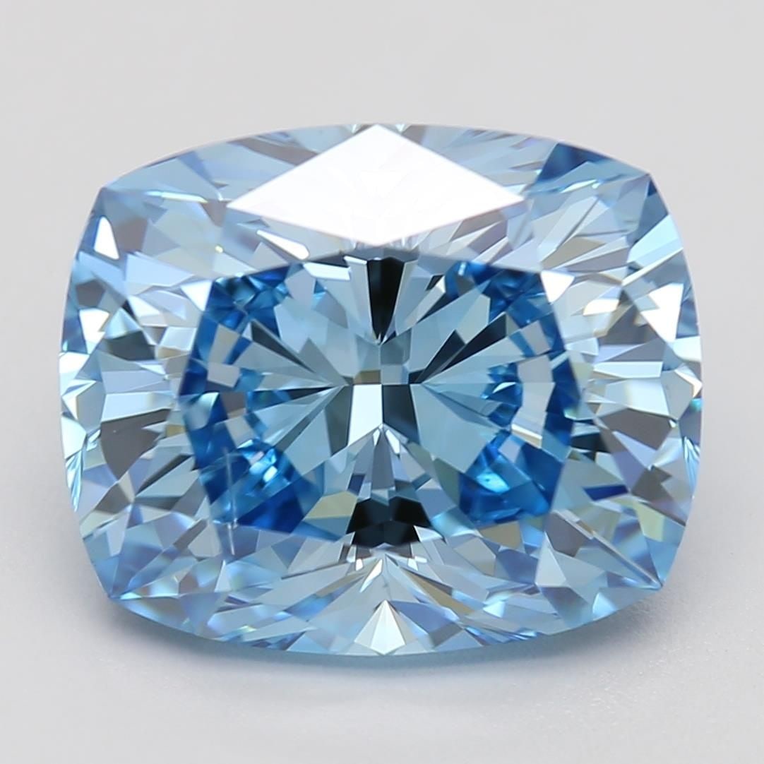 Loose Diamond - CUSHION MODIFIED 3.34ct Fancy Vivid Blue SI1: Loose Diamond - CUSHION MODIFIED 3.34ct Fancy Vivid Blue SI1 Source: This is a real non-mined Diamond that has been grown in a lab Shape: CUSHION MODIFIED Carats: 3.34 Color: Fancy Vivid Blue Certific