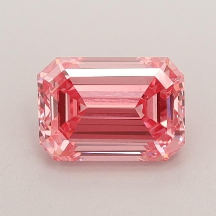 Loose Diamond - EMERALD 0.8ct Fancy Vivid Pink VS1: Loose Diamond - EMERALD 0.8ct Fancy Vivid Pink VS1 Source: This is a real non-mined Diamond that has been grown in a lab Shape: EMERALD Carats: 0.8 Color: Fancy Vivid Pink Certification: IGI Video:
