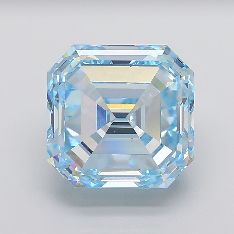Loose Diamond - ASSCHER 15.04ct Fancy Blue VS2: Loose Diamond - ASSCHER 15.04ct Fancy Blue VS2 Source: This is a real non-mined Diamond that has been grown in a lab Shape: ASSCHER Carats: 15.04 Color: Fancy Blue Certification: IGI Additional images