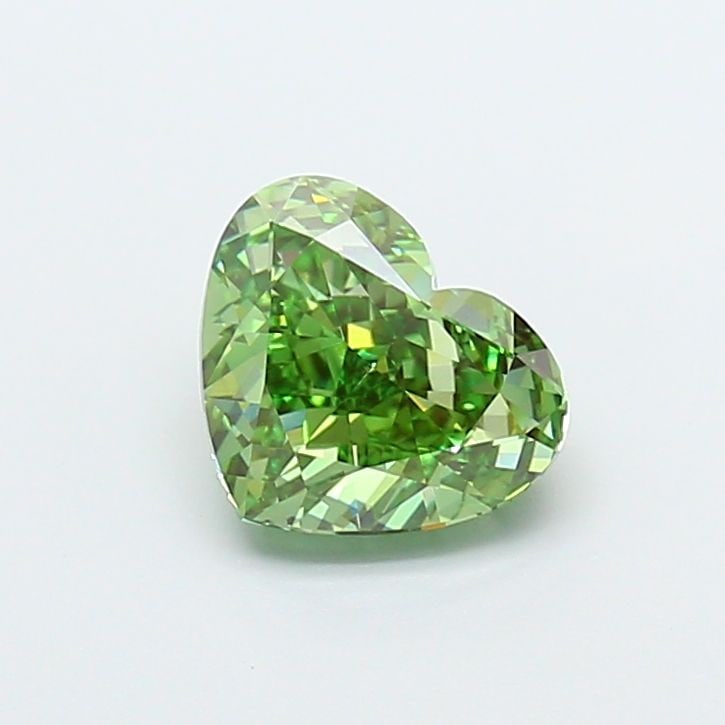 Loose Diamond - HEART 1.52ct Fancy Vivid Green VVS2: Loose Diamond - HEART 1.52ct Fancy Vivid Green VVS2 Source: This is a real non-mined Diamond that has been grown in a lab Shape: HEART Carats: 1.52 Color: Fancy Vivid Green Certification: IGI Video: