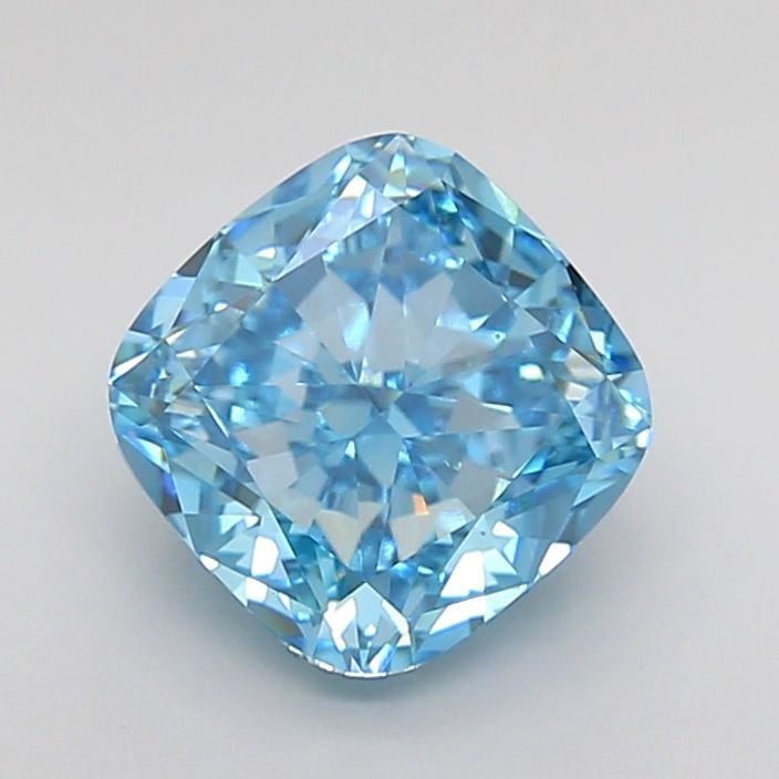Loose Diamond - CUSHION MODIFIED 2.01ct Fancy Vivid Blue VS1: Loose Diamond - CUSHION MODIFIED 2.01ct Fancy Vivid Blue VS1 Source: This is a real non-mined Diamond that has been grown in a lab Shape: CUSHION MODIFIED Carats: 2.01 Color: Fancy Vivid Blue Certific