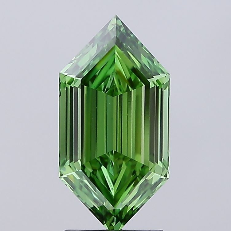 Loose Diamond - HEXAGONAL 2.25ct Fancy Vivid Green VS1: Loose Diamond - HEXAGONAL 2.25ct Fancy Vivid Green VS1 Source: This is a real non-mined Diamond that has been grown in a lab Shape: HEXAGONAL Carats: 2.25 Color: Fancy Vivid Green Certification: IGI V