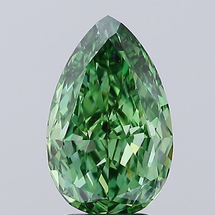 Loose Diamond - PEAR 1.54ct Fancy Vivid Green VS1: Loose Diamond - PEAR 1.54ct Fancy Vivid Green VS1 Source: This is a real non-mined Diamond that has been grown in a lab Shape: PEAR Carats: 1.54 Color: Fancy Vivid Green Certification: IGI Video: