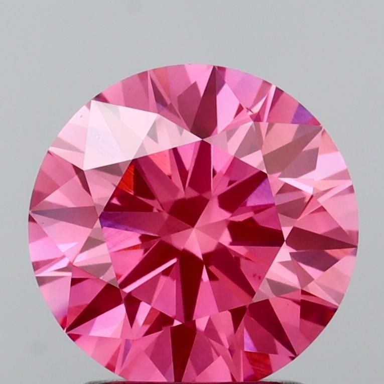 Ideal Loose Diamond - ROUND 1.79ct Fancy Vivid Pink VS1: Ideal Loose Diamond - ROUND 1.79ct Fancy Vivid Pink VS1 Source: This is a real non-mined Diamond that has been grown in a lab Shape: ROUND Carats: 1.79 Color: Fancy Vivid Pink Certification: IGI Video