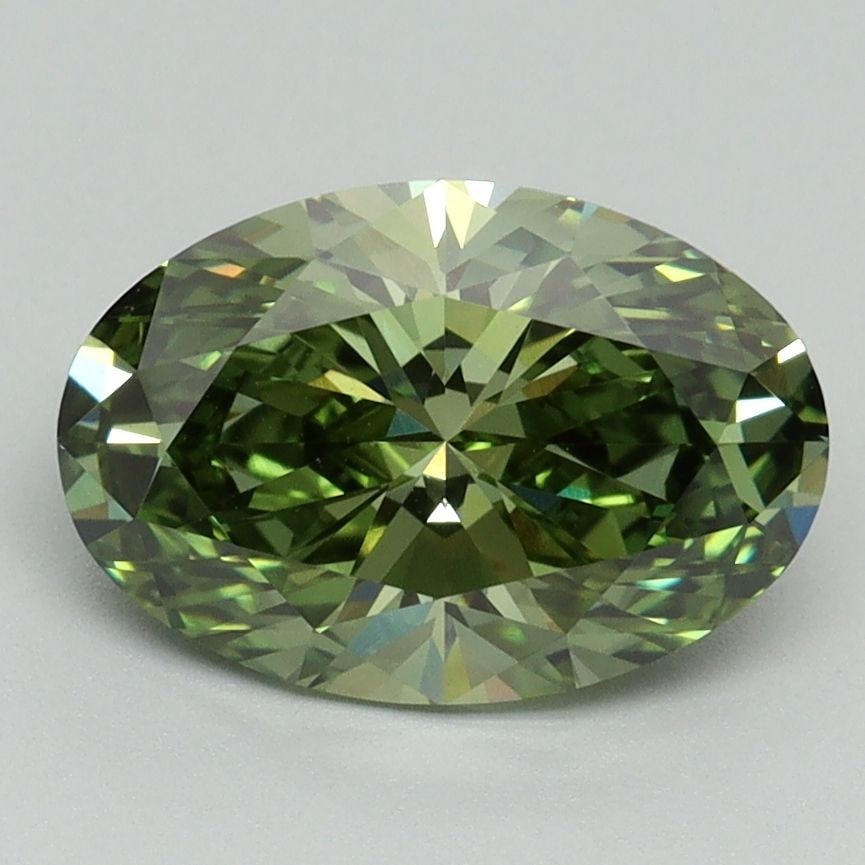Loose Diamond - OVAL 2.15ct Fancy Vivid Green VS1: Loose Diamond - OVAL 2.15ct Fancy Vivid Green VS1 Source: This is a real non-mined Diamond that has been grown in a lab Shape: OVAL Carats: 2.15 Color: Fancy Vivid Green Certification: IGI Video:
