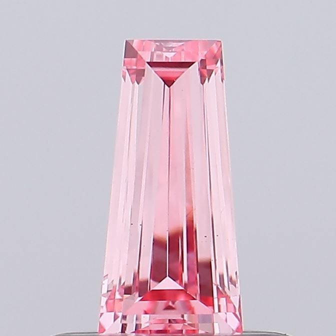 Loose Diamond - TAPERED BAGUETTE 0.35ct Fancy Intense Pink VS1: Loose Diamond - TAPERED BAGUETTE 0.35ct Fancy Intense Pink VS1 Source: This is a real non-mined Diamond that has been grown in a lab Shape: TAPERED BAGUETTE Carats: 0.35 Color: Fancy Intense Pink Cert