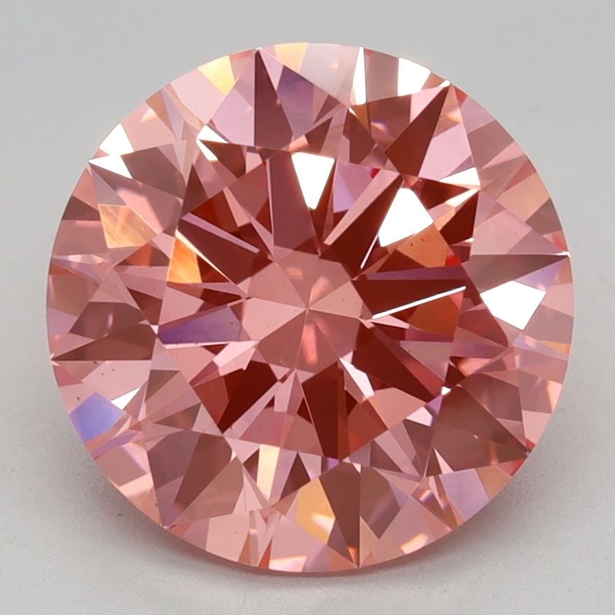 Ideal Loose Diamond - ROUND 2.58ct Fancy Vivid Pink VS1: Ideal Loose Diamond - ROUND 2.58ct Fancy Vivid Pink VS1 Source: This is a real non-mined Diamond that has been grown in a lab Shape: ROUND Carats: 2.58 Color: Fancy Vivid Pink Certification: IGI Video