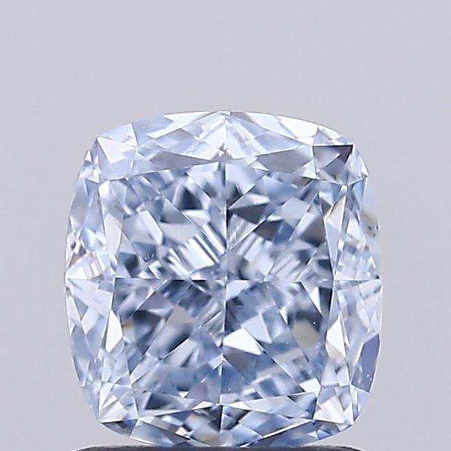 Loose Diamond - CUSHION MODIFIED 1.0ct Fancy Blue VS1: Loose Diamond - CUSHION MODIFIED 1.0ct Fancy Blue VS1 Source: This is a real non-mined Diamond that has been grown in a lab Shape: CUSHION MODIFIED Carats: 1.0 Color: Fancy Blue Certification: IGI Vid