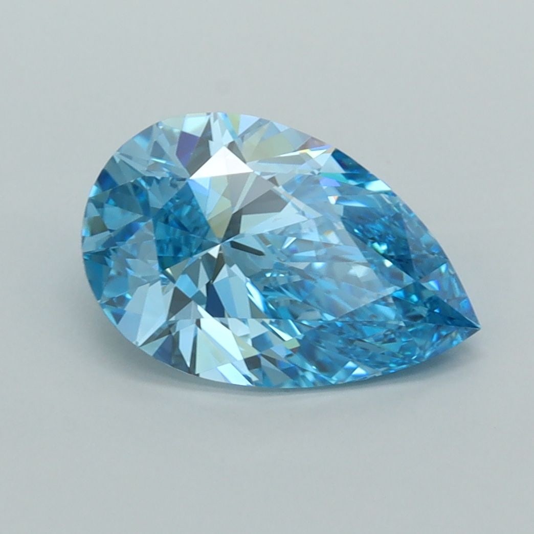 Loose Diamond - PEAR 2.04ct Fancy Vivid Blue VS1: Loose Diamond - PEAR 2.04ct Fancy Vivid Blue VS1 Source: This is a real non-mined Diamond that has been grown in a lab Shape: PEAR Carats: 2.04 Color: Fancy Vivid Blue Certification: IGI Video: