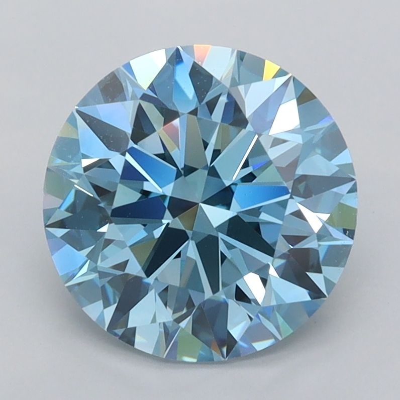 Ideal Loose Diamond - ROUND 2.26ct Fancy Vivid Blue VVS2: Ideal Loose Diamond - ROUND 2.26ct Fancy Vivid Blue VVS2 Source: This is a real non-mined Diamond that has been grown in a lab Shape: ROUND Carats: 2.26 Color: Fancy Vivid Blue Certification: IGI Vide