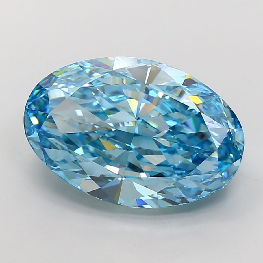 Loose Diamond - OVAL 15.03ct Fancy Vivid Blue VS1: Loose Diamond - OVAL 15.03ct Fancy Vivid Blue VS1 Source: This is a real non-mined Diamond that has been grown in a lab Shape: OVAL Carats: 15.03 Color: Fancy Vivid Blue Certification: IGI Video: