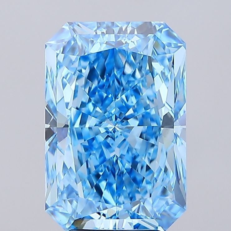Loose Diamond - RADIANT 5.05ct Fancy Vivid Blue VS1: Loose Diamond - RADIANT 5.05ct Fancy Vivid Blue VS1 Source: This is a real non-mined Diamond that has been grown in a lab Shape: RADIANT Carats: 5.05 Color: Fancy Vivid Blue Certification: IGI Video: