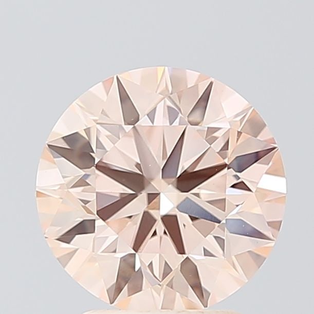 Ideal Loose Diamond - ROUND 2.4ct Fancy Orangey Pink VS1: Ideal Loose Diamond - ROUND 2.4ct Fancy Orangey Pink VS1 Source: This is a real non-mined Diamond that has been grown in a lab Shape: ROUND Carats: 2.4 Color: Fancy Orangey Pink Certification: IGI Vid
