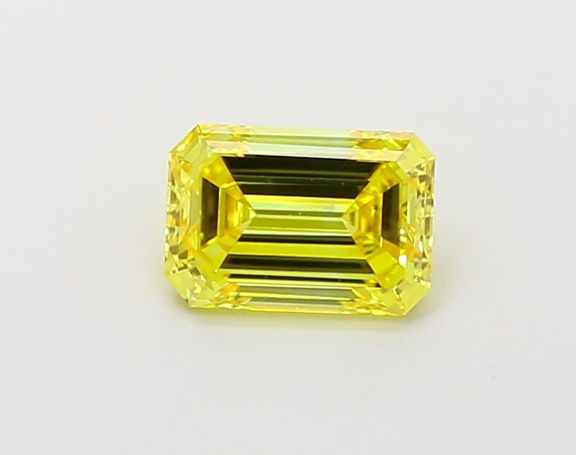 Loose Diamond - EMERALD 1.06ct Fancy Vivid Yellow VS1: Loose Diamond - EMERALD 1.06ct Fancy Vivid Yellow VS1 Source: This is a real non-mined Diamond that has been grown in a lab Shape: EMERALD Carats: 1.06 Color: Fancy Vivid Yellow Certification: IGI Vid