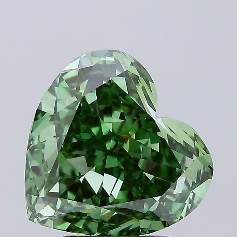 Loose Diamond - HEART 3.59ct Fancy Vivid Green VVS2: Loose Diamond - HEART 3.59ct Fancy Vivid Green VVS2 Source: This is a real non-mined Diamond that has been grown in a lab Shape: HEART Carats: 3.59 Color: Fancy Vivid Green Certification: IGI Video: