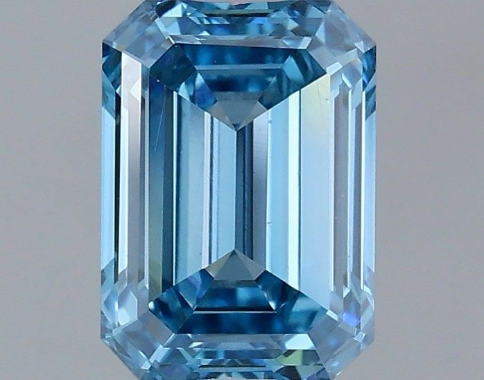 Loose Diamond - EMERALD 1.11ct Fancy Vivid Blue VS1: Loose Diamond - EMERALD 1.11ct Fancy Vivid Blue VS1 Source: This is a real non-mined Diamond that has been grown in a lab Shape: EMERALD Carats: 1.11 Color: Fancy Vivid Blue Certification: IGI Video: