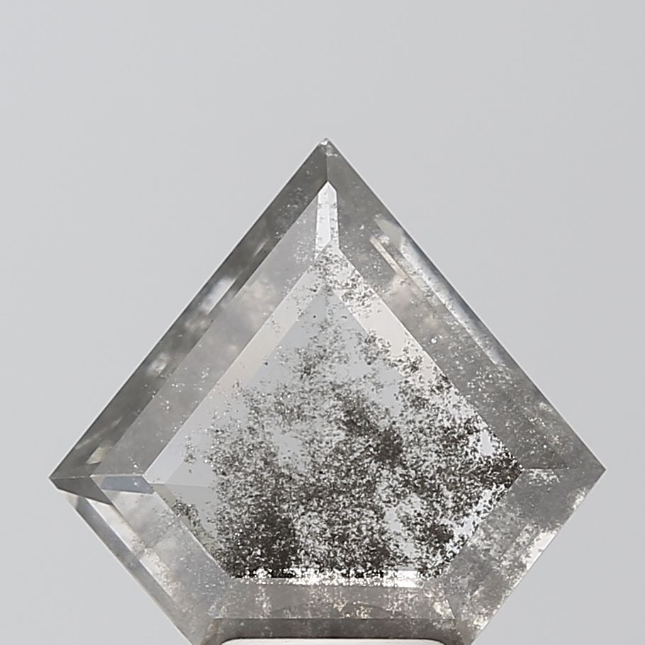 Loose Diamond - TRIANGULAR 3.39ct Salt and Pepper I3: Loose Diamond - TRIANGULAR 3.39ct Salt and Pepper I3 Source: This is a real non-mined Diamond that has been grown in a lab Shape: TRIANGULAR Carats: 3.39 Color: Salt and Pepper Certification: NONE Vid