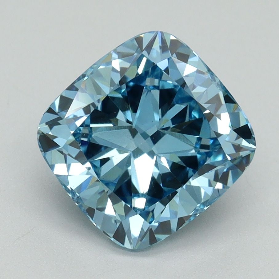 Loose Diamond - CUSHION BRILLIANT 2.61ct Fancy Vivid Blue VS2: Loose Diamond - CUSHION BRILLIANT 2.61ct Fancy Vivid Blue VS2 Source: This is a real non-mined Diamond that has been grown in a lab Shape: CUSHION BRILLIANT Carats: 2.61 Color: Fancy Vivid Blue Certif