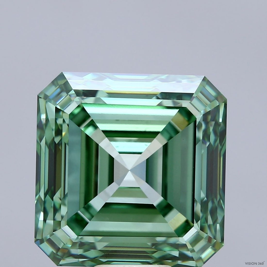 Loose Diamond - ASSCHER 15.02ct Fancy Vivid Green VS1: Loose Diamond - ASSCHER 15.02ct Fancy Vivid Green VS1 Source: This is a real non-mined Diamond that has been grown in a lab Shape: ASSCHER Carats: 15.02 Color: Fancy Vivid Green Certification: IGI Vid