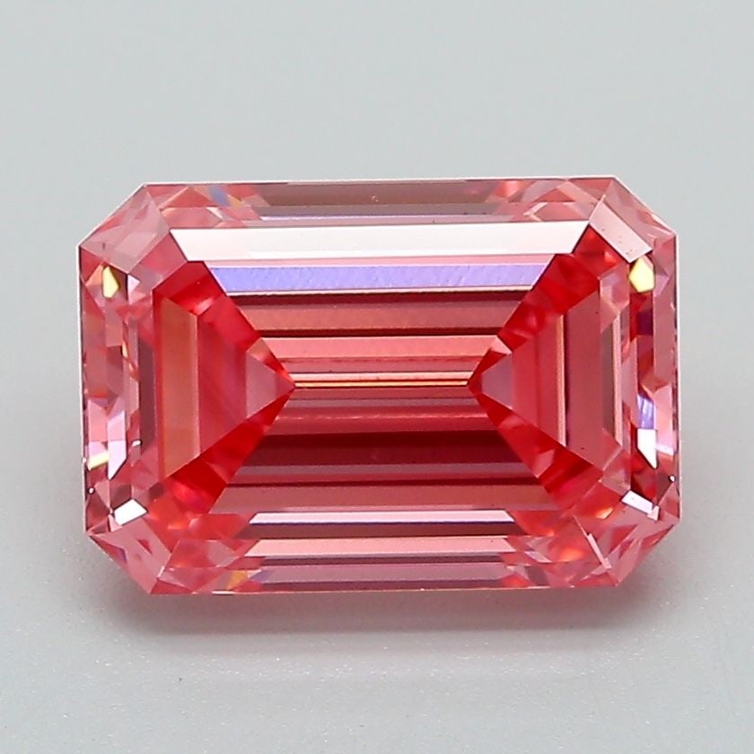 Loose Diamond - EMERALD 2.62ct Fancy Vivid Pink VS1: Loose Diamond - EMERALD 2.62ct Fancy Vivid Pink VS1 Source: This is a real non-mined Diamond that has been grown in a lab Shape: EMERALD Carats: 2.62 Color: Fancy Vivid Pink Certification: IGI Video: