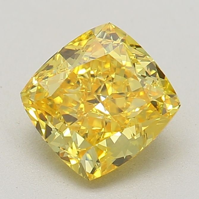Loose Diamond - CUSHION MODIFIED 0.86ct Fancy Vivid Yellow VVS2: Loose Diamond - CUSHION MODIFIED 0.86ct Fancy Vivid Yellow VVS2 Source: This is a real non-mined Diamond that has been grown in a lab Shape: CUSHION MODIFIED Carats: 0.86 Color: Fancy Vivid Yellow Cer