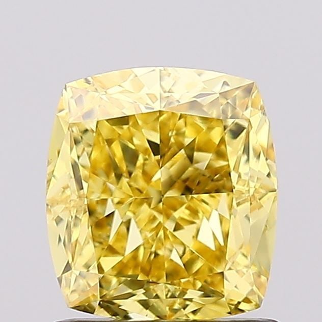 Loose Diamond - CUSHION MODIFIED 1.34ct Fancy Vivid Yellow VS1: Loose Diamond - CUSHION MODIFIED 1.34ct Fancy Vivid Yellow VS1 Source: This is a real non-mined Diamond that has been grown in a lab Shape: CUSHION MODIFIED Carats: 1.34 Color: Fancy Vivid Yellow Cert