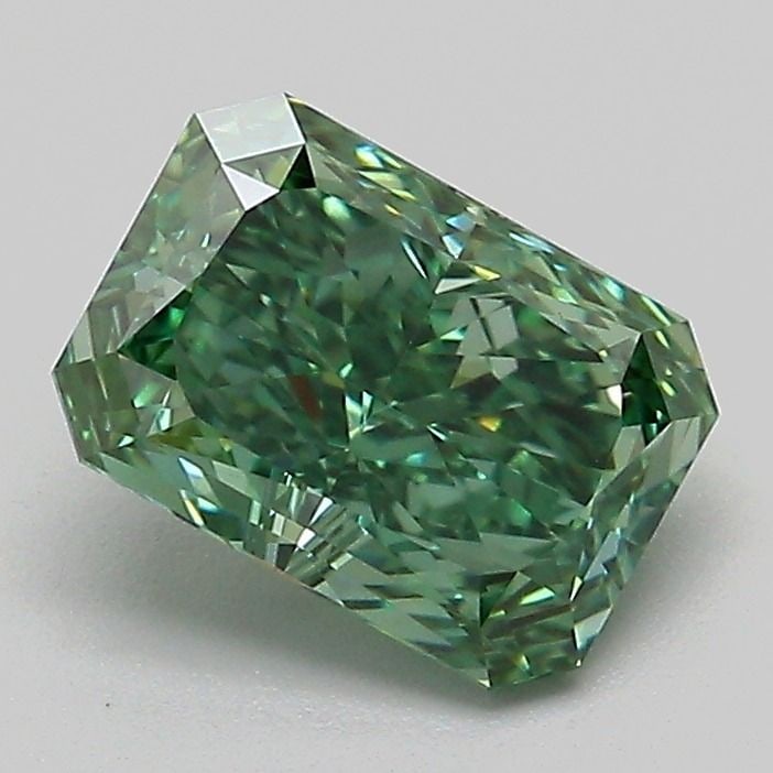Loose Diamond - RADIANT 1.43ct Fancy Vivid Green VVS2: Loose Diamond - RADIANT 1.43ct Fancy Vivid Green VVS2 Source: This is a real non-mined Diamond that has been grown in a lab Shape: RADIANT Carats: 1.43 Color: Fancy Vivid Green Certification: IGI Vide
