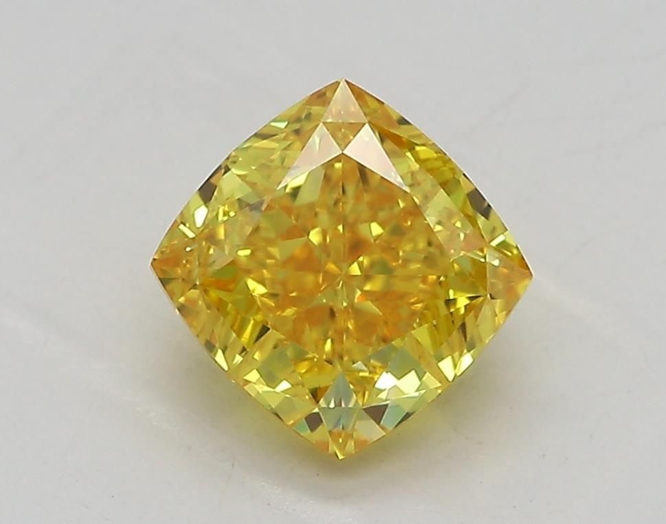 Loose Diamond - CUSHION MODIFIED 1.38ct Fancy Vivid Yellow VVS1: Loose Diamond - CUSHION MODIFIED 1.38ct Fancy Vivid Yellow VVS1 Source: This is a real non-mined Diamond that has been grown in a lab Shape: CUSHION MODIFIED Carats: 1.38 Color: Fancy Vivid Yellow Cer
