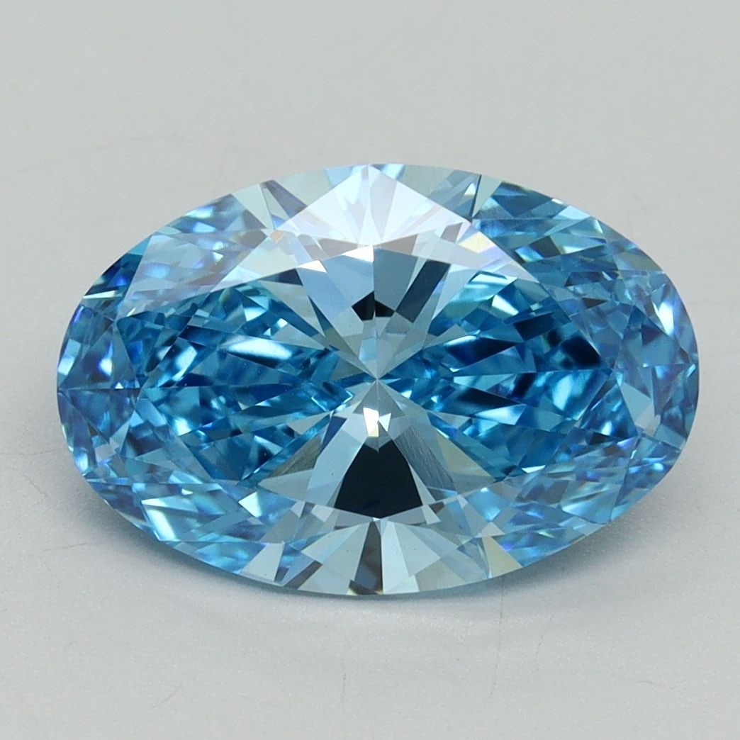 Loose Diamond - OVAL 3.14ct Fancy Vivid Blue VVS2: Loose Diamond - OVAL 3.14ct Fancy Vivid Blue VVS2 Source: This is a real non-mined Diamond that has been grown in a lab Shape: OVAL Carats: 3.14 Color: Fancy Vivid Blue Certification: IGI Video: