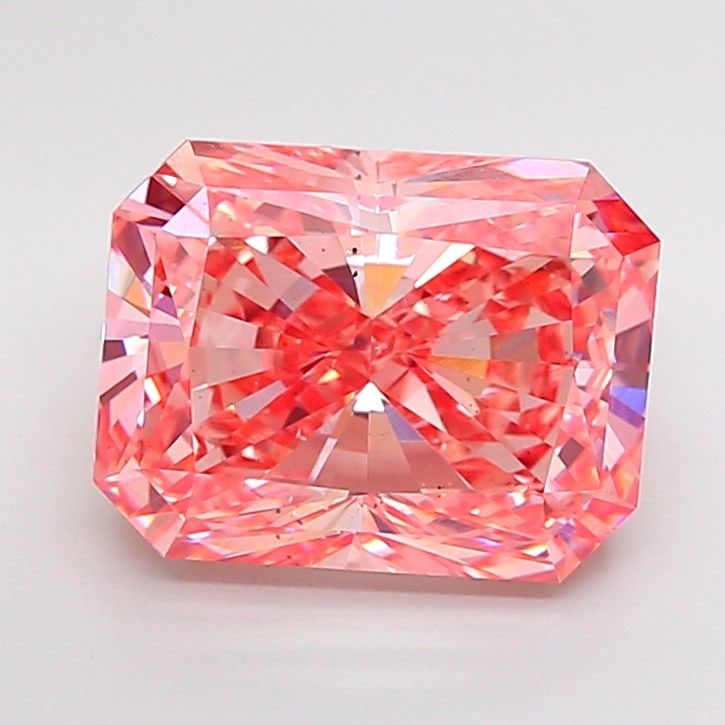 Loose Diamond - RADIANT 5.33ct Fancy Vivid Pink VS2: Loose Diamond - RADIANT 5.33ct Fancy Vivid Pink VS2 Source: This is a real non-mined Diamond that has been grown in a lab Shape: RADIANT Carats: 5.33 Color: Fancy Vivid Pink Certification: IGI Video: