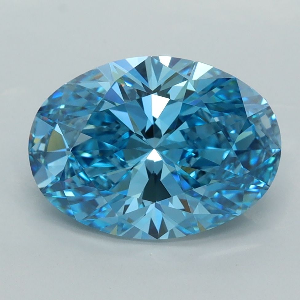 Loose Diamond - OVAL 3.02ct Fancy Vivid Blue VVS2: Loose Diamond - OVAL 3.02ct Fancy Vivid Blue VVS2 Source: This is a real non-mined Diamond that has been grown in a lab Shape: OVAL Carats: 3.02 Color: Fancy Vivid Blue Certification: IGI Video: