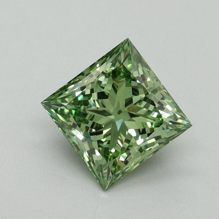 Loose Diamond - PRINCESS 1.3ct Fancy Vivid Green VS2: Loose Diamond - PRINCESS 1.3ct Fancy Vivid Green VS2 Source: This is a real non-mined Diamond that has been grown in a lab Shape: PRINCESS Carats: 1.3 Color: Fancy Vivid Green Certification: IGI Video