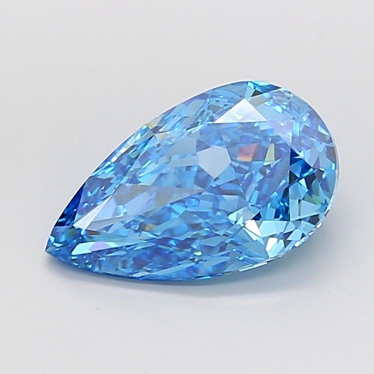 Loose Diamond - PEAR 4.03ct Fancy Vivid Blue VVS2: Loose Diamond - PEAR 4.03ct Fancy Vivid Blue VVS2 Source: This is a real non-mined Diamond that has been grown in a lab Shape: PEAR Carats: 4.03 Color: Fancy Vivid Blue Certification: IGI Video: