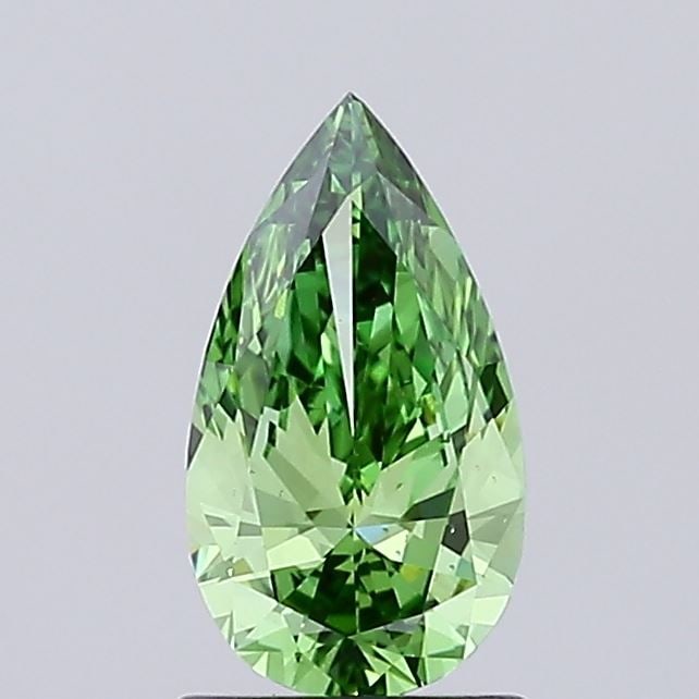 Loose Diamond - PEAR 1.01ct Fancy Vivid Green VS1: Loose Diamond - PEAR 1.01ct Fancy Vivid Green VS1 Source: This is a real non-mined Diamond that has been grown in a lab Shape: PEAR Carats: 1.01 Color: Fancy Vivid Green Certification: IGI Video: