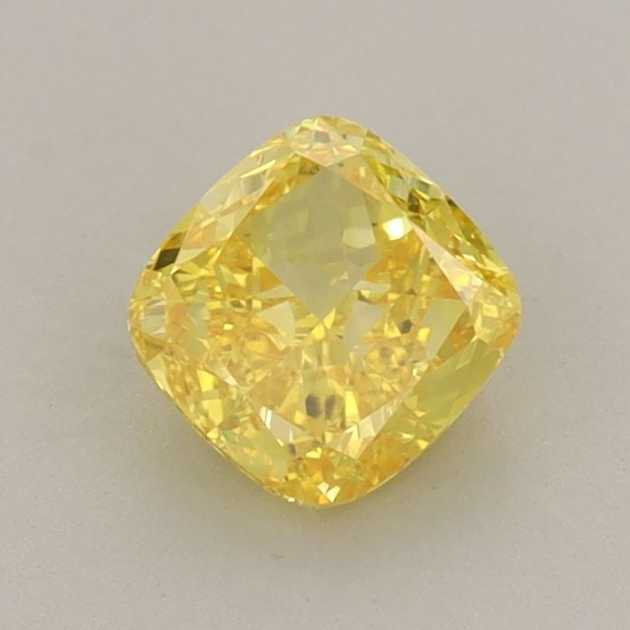 Loose Diamond - CUSHION MODIFIED 0.8ct Fancy Vivid Yellow VS1: Loose Diamond - CUSHION MODIFIED 0.8ct Fancy Vivid Yellow VS1 Source: This is a real non-mined Diamond that has been grown in a lab Shape: CUSHION MODIFIED Carats: 0.8 Color: Fancy Vivid Yellow Certif