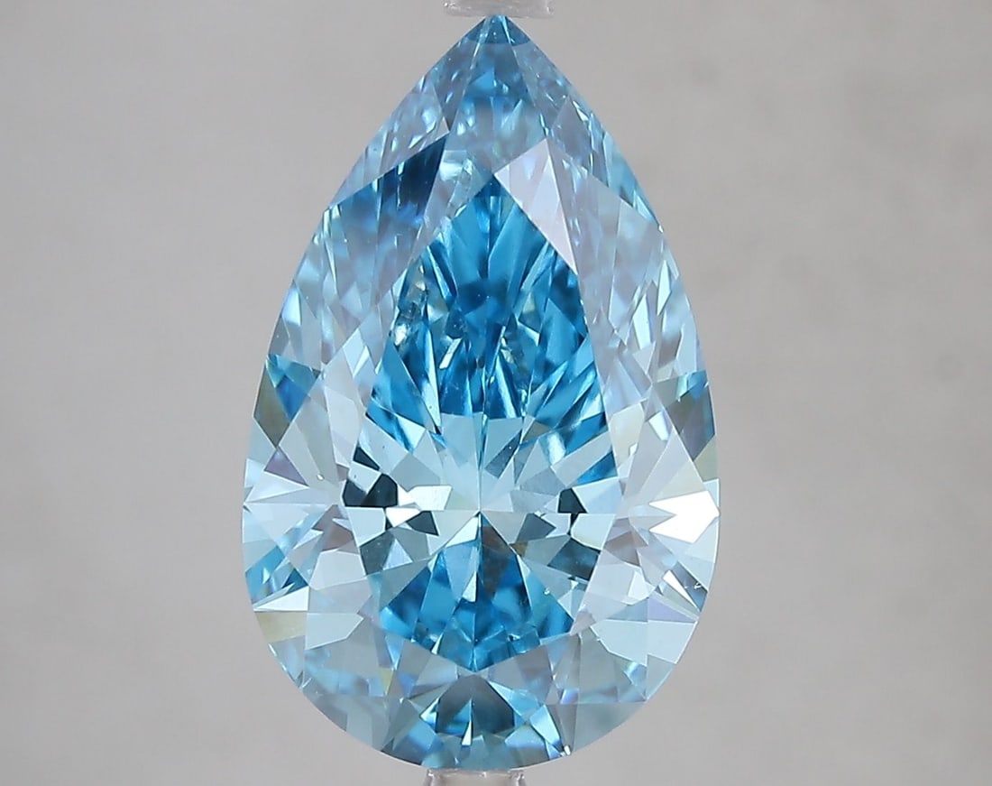 Loose Diamond - PEAR 5.13ct Fancy Vivid Blue VS1: Loose Diamond - PEAR 5.13ct Fancy Vivid Blue VS1 Source: This is a real non-mined Diamond that has been grown in a lab Shape: PEAR Carats: 5.13 Color: Fancy Vivid Blue Certification: IGI Video: