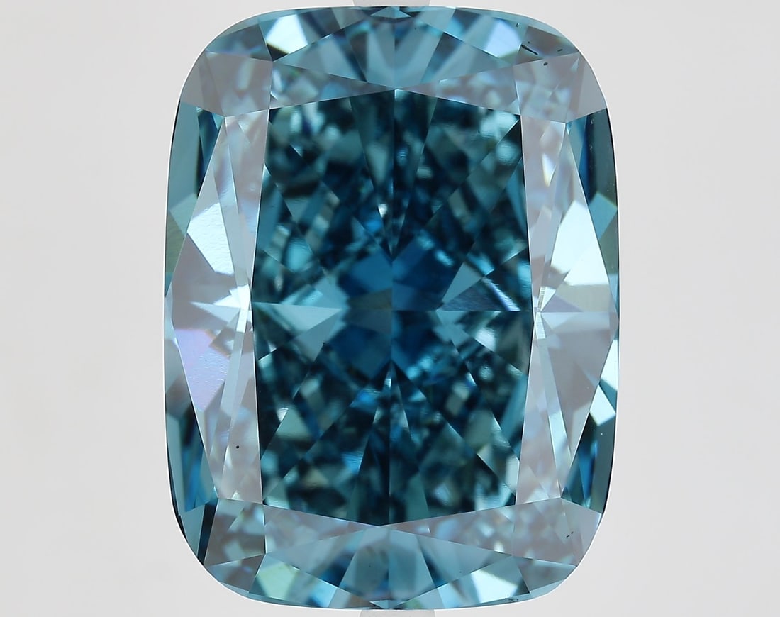 Loose Diamond - CUSHION BRILLIANT 15.58ct Fancy Vivid Blue VS1: Loose Diamond - CUSHION BRILLIANT 15.58ct Fancy Vivid Blue VS1 Source: This is a real non-mined Diamond that has been grown in a lab Shape: CUSHION BRILLIANT Carats: 15.58 Color: Fancy Vivid Blue Cert
