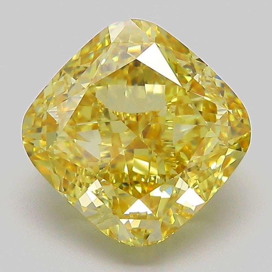 Loose Diamond - CUSHION MODIFIED 5.06ct Fancy Intense Yellow VS1: Loose Diamond - CUSHION MODIFIED 5.06ct Fancy Intense Yellow VS1 Source: This is a real non-mined Diamond that has been grown in a lab Shape: CUSHION MODIFIED Carats: 5.06 Color: Fancy Intense Yellow 