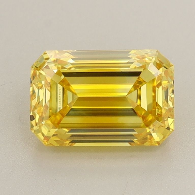 Loose Diamond - EMERALD 1.73ct Fancy Vivid Yellow VVS2: Loose Diamond - EMERALD 1.73ct Fancy Vivid Yellow VVS2 Source: This is a real non-mined Diamond that has been grown in a lab Shape: EMERALD Carats: 1.73 Color: Fancy Vivid Yellow Certification: IGI Vi