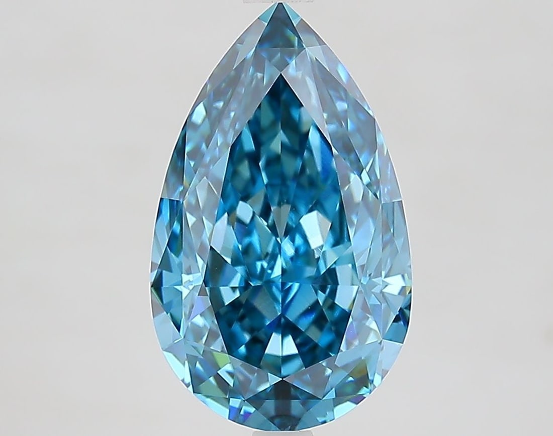 Loose Diamond - PEAR 4.11ct Fancy Vivid Blue VVS2: Loose Diamond - PEAR 4.11ct Fancy Vivid Blue VVS2 Source: This is a real non-mined Diamond that has been grown in a lab Shape: PEAR Carats: 4.11 Color: Fancy Vivid Blue Certification: IGI Video: