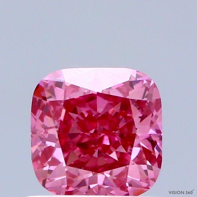 Loose Diamond - CUSHION MODIFIED 0.91ct Fancy Vivid Pink VS2: Loose Diamond - CUSHION MODIFIED 0.91ct Fancy Vivid Pink VS2 Source: This is a real non-mined Diamond that has been grown in a lab Shape: CUSHION MODIFIED Carats: 0.91 Color: Fancy Vivid Pink Certific