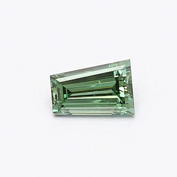 Loose Diamond - TAPERED BAGUETTE 0.24ct Fancy Vivid Green VS1: Loose Diamond - TAPERED BAGUETTE 0.24ct Fancy Vivid Green VS1 Source: This is a real non-mined Diamond that has been grown in a lab Shape: TAPERED BAGUETTE Carats: 0.24 Color: Fancy Vivid Green Certif