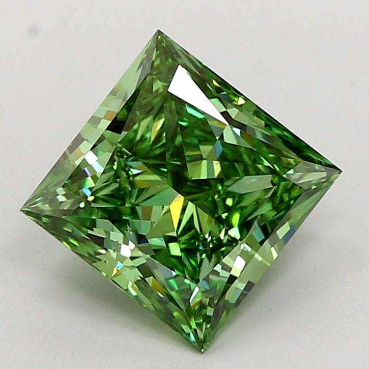 Loose Diamond - PRINCESS 4.0ct Fancy Vivid Green VS2: Loose Diamond - PRINCESS 4.0ct Fancy Vivid Green VS2 Source: This is a real non-mined Diamond that has been grown in a lab Shape: PRINCESS Carats: 4.0 Color: Fancy Vivid Green Certification: IGI Video