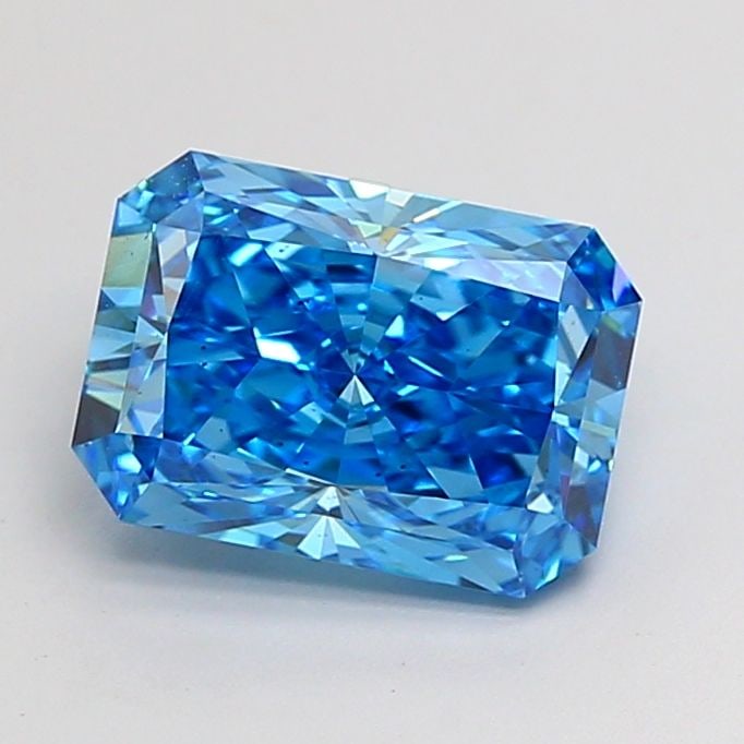 Loose Diamond - RADIANT 2.55ct Fancy Vivid Blue VS2: Loose Diamond - RADIANT 2.55ct Fancy Vivid Blue VS2 Source: This is a real non-mined Diamond that has been grown in a lab Shape: RADIANT Carats: 2.55 Color: Fancy Vivid Blue Certification: IGI Video: