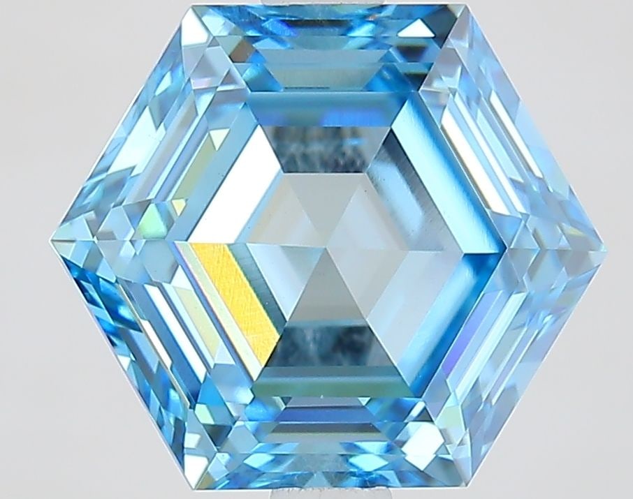 Loose Diamond - HEXAGONAL 3.06ct Fancy Vivid Blue VVS2: Loose Diamond - HEXAGONAL 3.06ct Fancy Vivid Blue VVS2 Source: This is a real non-mined Diamond that has been grown in a lab Shape: HEXAGONAL Carats: 3.06 Color: Fancy Vivid Blue Certification: IGI Vi