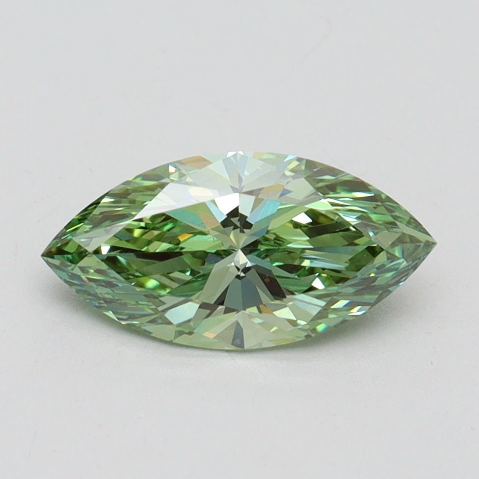 Loose Diamond - MARQUISE 1.18ct Fancy Vivid Green VS1: Loose Diamond - MARQUISE 1.18ct Fancy Vivid Green VS1 Source: This is a real non-mined Diamond that has been grown in a lab Shape: MARQUISE Carats: 1.18 Color: Fancy Vivid Green Certification: IGI Vid