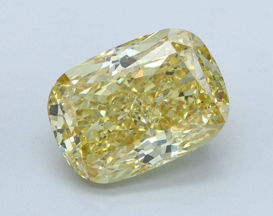 Loose Diamond - CUSHION MODIFIED 4.05ct Fancy Vivid Yellow VS2: Loose Diamond - CUSHION MODIFIED 4.05ct Fancy Vivid Yellow VS2 Source: This is a real non-mined Diamond that has been grown in a lab Shape: CUSHION MODIFIED Carats: 4.05 Color: Fancy Vivid Yellow Cert