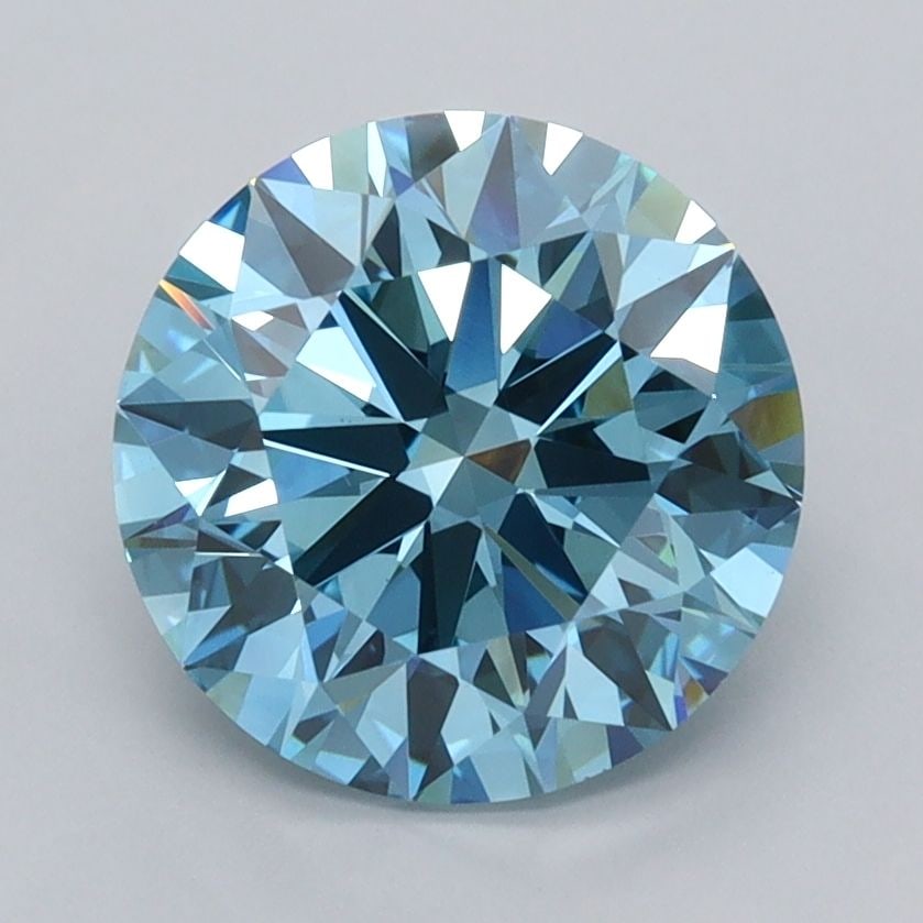 Ideal Loose Diamond - ROUND 2.51ct Fancy Vivid Blue VS1: Ideal Loose Diamond - ROUND 2.51ct Fancy Vivid Blue VS1 Source: This is a real non-mined Diamond that has been grown in a lab Shape: ROUND Carats: 2.51 Color: Fancy Vivid Blue Certification: IGI Video