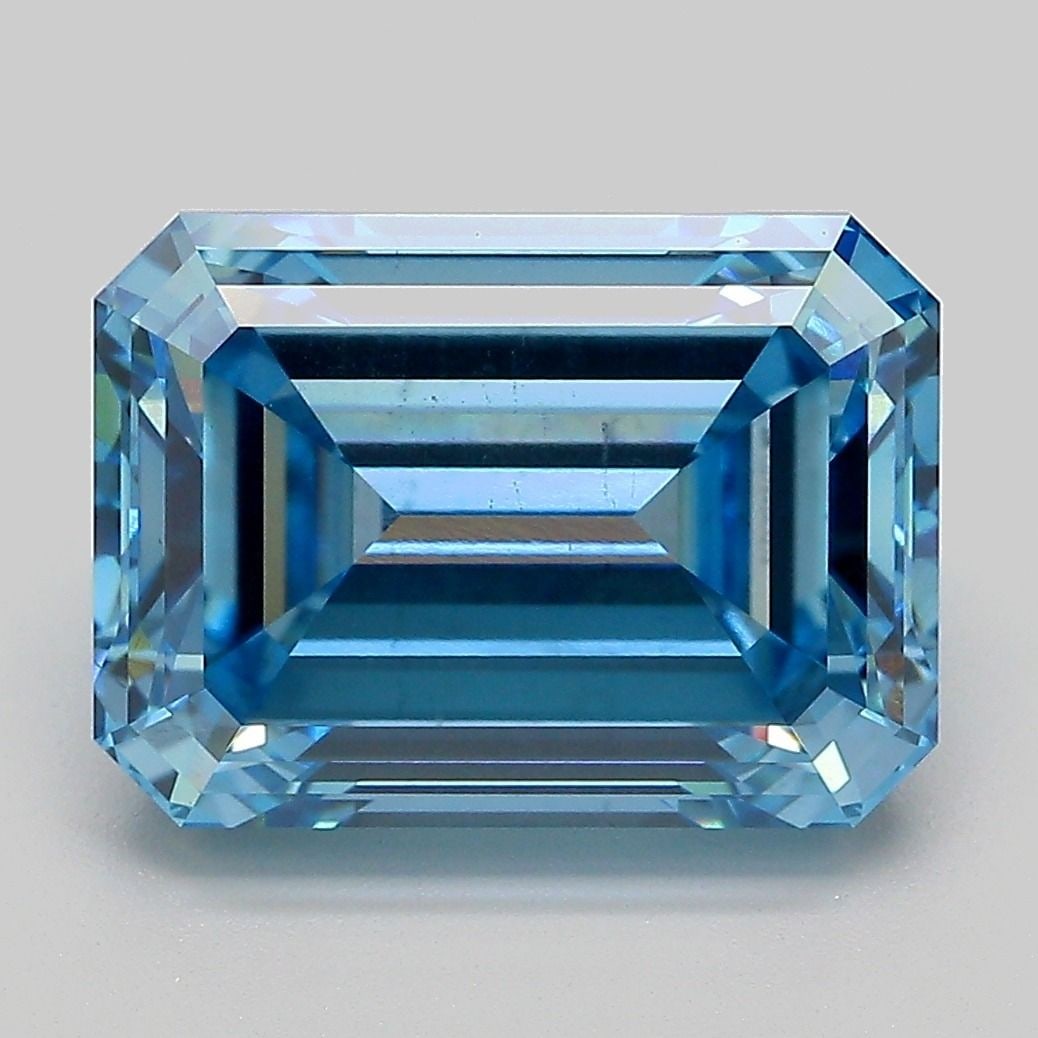 Loose Diamond - EMERALD 6.1ct Fancy Vivid Blue VS2: Loose Diamond - EMERALD 6.1ct Fancy Vivid Blue VS2 Source: This is a real non-mined Diamond that has been grown in a lab Shape: EMERALD Carats: 6.1 Color: Fancy Vivid Blue Certification: IGI Video: