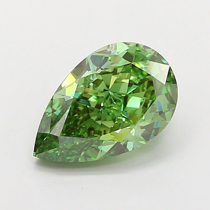 Loose Diamond - PEAR 2.03ct Fancy Vivid Green VVS2: Loose Diamond - PEAR 2.03ct Fancy Vivid Green VVS2 Source: This is a real non-mined Diamond that has been grown in a lab Shape: PEAR Carats: 2.03 Color: Fancy Vivid Green Certification: IGI Video: